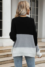 Load image into Gallery viewer, Color Block Long Sleeve Chunky Knit Sweater
