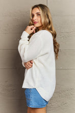 Load image into Gallery viewer, Zenana Cozy Season High Low Waffle Sweater Pullover in Ivory
