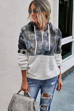 Load image into Gallery viewer, Quarter Zip Drawstring Pocket Teddy Hoodie
