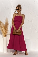 Load image into Gallery viewer, Strapless Tie Waist Tiered Maxi Dress
