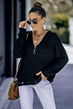 Load image into Gallery viewer, Zip-Up Distressed Hooded Cardigan
