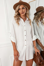 Load image into Gallery viewer, Solid Button Up Drop Shoulder Blouse
