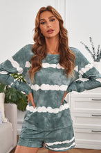 Load image into Gallery viewer, Tie-Dyed Stripes Long Sleeve Shorts Lounge Set
