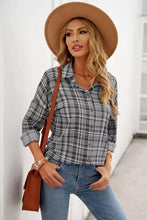 Load image into Gallery viewer, Plaid Print Drop Shoulder Button Down Shirt
