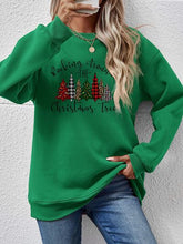 Load image into Gallery viewer, Christmas Tree Graphic Round Neck Sweatshirt
