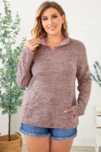 Load image into Gallery viewer, Plus Size Heathered Quarter Zip Pullover
