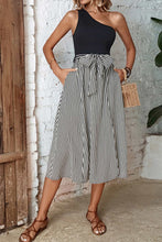 Load image into Gallery viewer, Striped One-Shoulder Slit Dress
