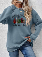Load image into Gallery viewer, Christmas Tree Graphic Round Neck Sweatshirt
