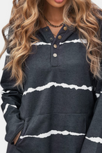 Load image into Gallery viewer, Striped Quarter Snap Hoodie
