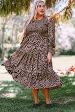Load image into Gallery viewer, Plus Size Animal Print Smocked Tiered Dress
