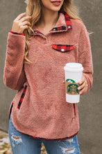 Load image into Gallery viewer, Plaid Collar and Pocket Teddy Pullover
