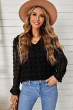 Load image into Gallery viewer, Swiss Dot Balloon Sleeve V-Neck Blouse
