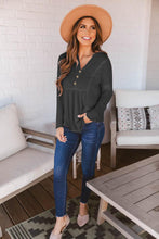 Load image into Gallery viewer, Button Front Waffle knit Peplum Top
