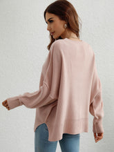 Load image into Gallery viewer, Exposed Seam Dropped Shoulder Slit Sweater

