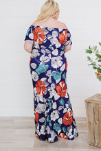 Load image into Gallery viewer, Plus Size Floral Off-Shoulder Short Sleeve Fishtail Dress
