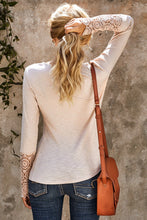 Load image into Gallery viewer, Crochet Lace Hem Sleeve Button Top
