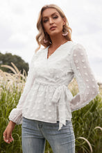 Load image into Gallery viewer, Swiss Dot Wrap Knot Blouse
