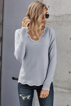 Load image into Gallery viewer, Gray Wavy V-neck Sweater
