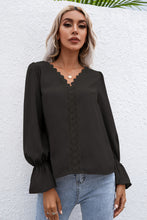 Load image into Gallery viewer, Lace Trim Flounce Sleeve Blouse
