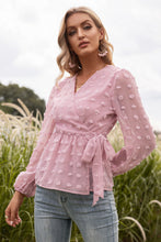 Load image into Gallery viewer, Swiss Dot Wrap Knot Blouse
