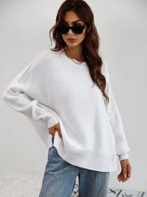 Load image into Gallery viewer, Exposed Seam Dropped Shoulder Slit Sweater
