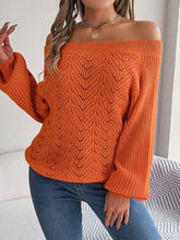 Load image into Gallery viewer, Openwork Off-Shoulder Long Sleeve Sweater
