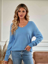 Load image into Gallery viewer, V-Neck Long Sleeve Ribbed Trim Sweater
