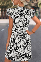 Load image into Gallery viewer, Floral Tie Neck Butterfly Sleeve Dress
