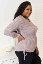 Load image into Gallery viewer, Double Take Drawstring Ribbed Long Sleeve T-Shirt
