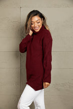 Load image into Gallery viewer, Woven Right Horizontal Ribbing Turtleneck Tunic Sweater
