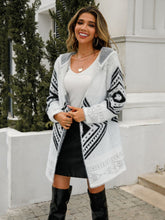 Load image into Gallery viewer, Geometric Fuzzy Hooded Cardigan
