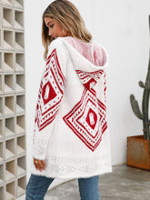 Load image into Gallery viewer, Geometric Fuzzy Hooded Cardigan
