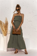 Load image into Gallery viewer, Strapless Tie Waist Tiered Maxi Dress
