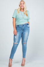 Load image into Gallery viewer, Mid Rise Distressed Skinny Jeans
