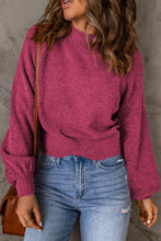 Load image into Gallery viewer, Ribbed Trim Balloon Sleeve Sweater
