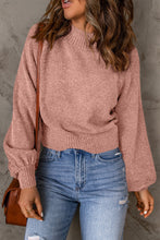 Load image into Gallery viewer, Ribbed Trim Balloon Sleeve Sweater
