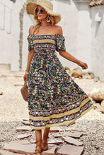 Load image into Gallery viewer, Bohemian Square Neck Short Sleeve Midi Dress

