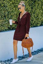Load image into Gallery viewer, Zip Up Hooded Drawstring Dress
