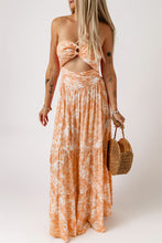 Load image into Gallery viewer, Floral Strapless Sweetheart Neck Cutout Dress
