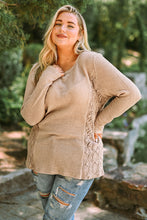 Load image into Gallery viewer, Plus Size Waffle-Knit Spliced Lace Top
