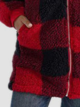 Load image into Gallery viewer, Plaid Zip Up Hooded Jacket with Pockets
