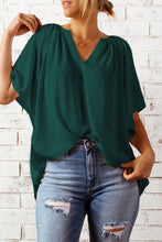 Load image into Gallery viewer, Gathered Detail Notched Neck Flutter Sleeve Top

