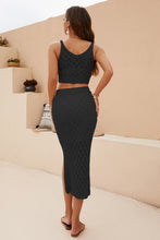 Load image into Gallery viewer, Openwork Cropped Tank and Split Skirt Set
