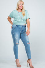 Load image into Gallery viewer, Mid Rise Distressed Skinny Jeans
