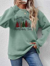 Load image into Gallery viewer, Christmas Tree Graphic Round Neck Sweatshirt
