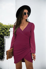 Load image into Gallery viewer, Contrast Mesh Sleeve Wrap Front Dress
