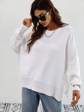 Load image into Gallery viewer, Exposed Seam Dropped Shoulder Slit Sweater
