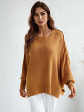 Load image into Gallery viewer, Exposed Seam Dropped Shoulder Slit Sweater
