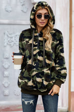 Load image into Gallery viewer, Camouflage Half Zip Fuzzy Hoodie
