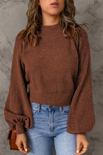 Load image into Gallery viewer, Ribbed Trim Balloon Sleeve Sweater
